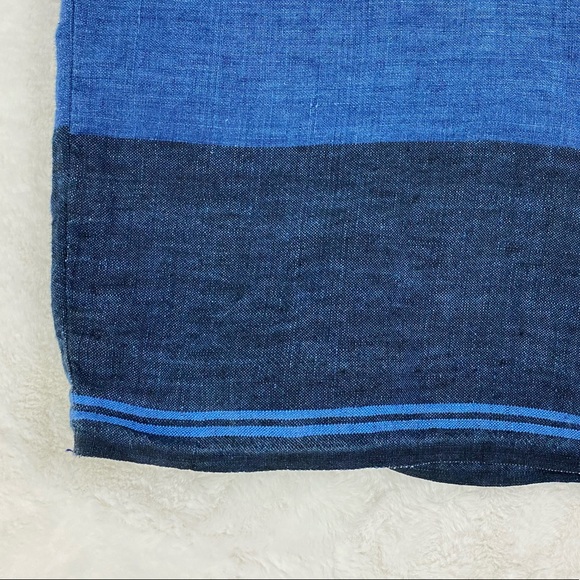 Calvin Klein Mens Shirt Small Button Down Linen Short Sleeve Blue Color Block - Picture 3 of 6